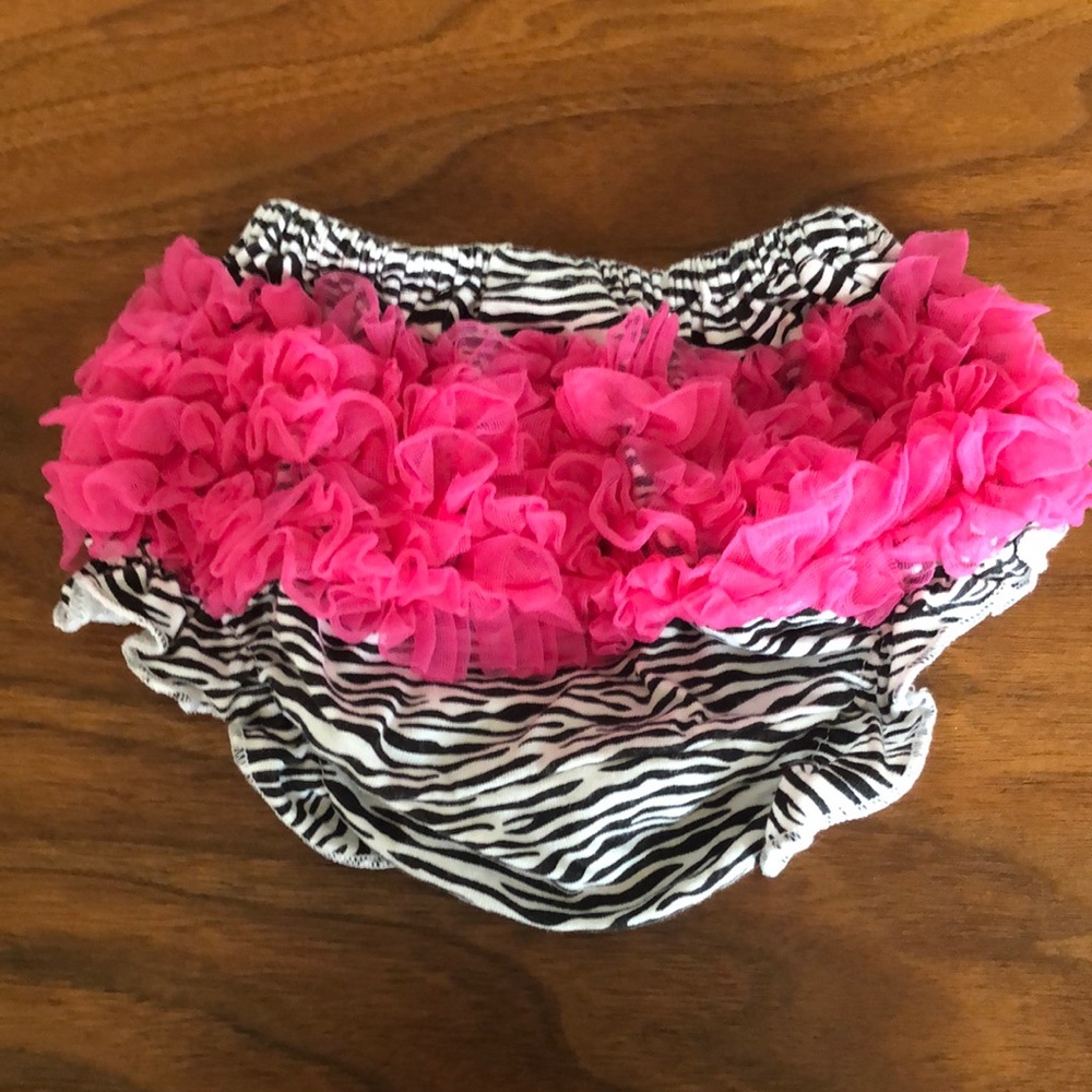 Zebra print and ruffle diaper cover